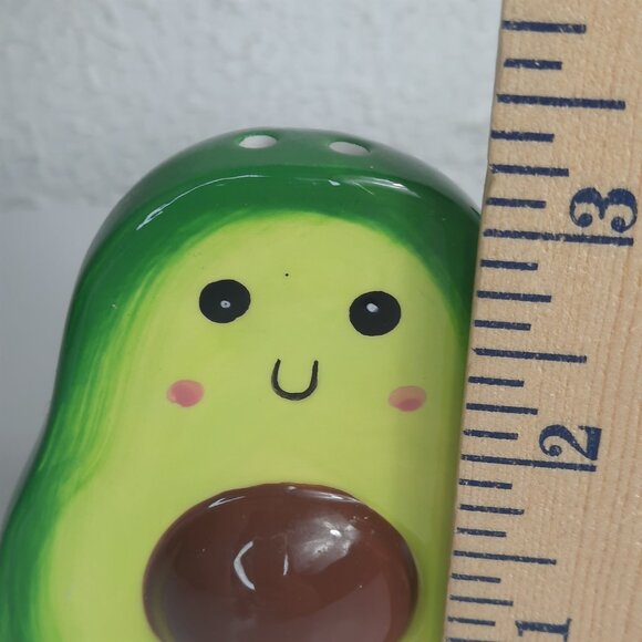 Avacado Salt and Pepper Shakers 3" Interlocking Halves Anthropomorphic Avacados - Picture 2 of 6
